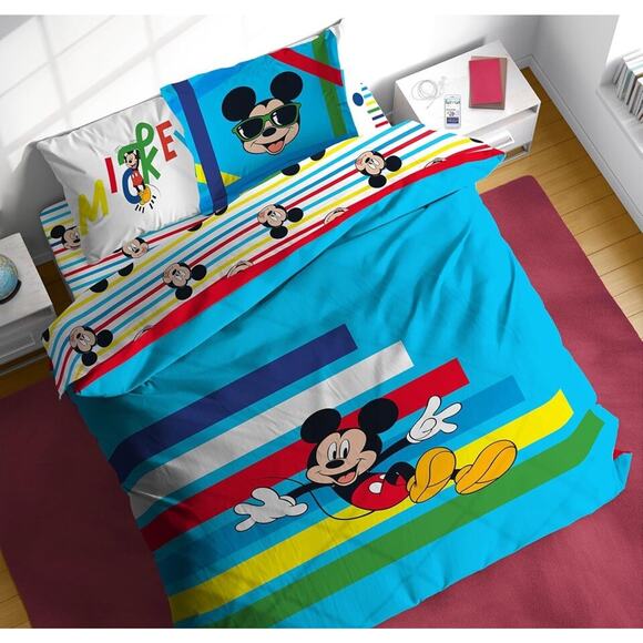 Disney Sunny Side Up Mickey Mouse Reversible 7 Piece Full Bed Set Kids Bedding - Picture 1 of 7